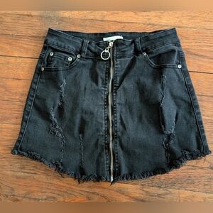 Dance & Marvel Black Denim Skirt with Zipper (S)